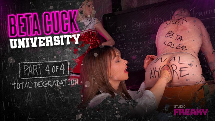 Beta Cuck University Part 4 of 4: Useless Husband Locked in Chastity Takes Deep 