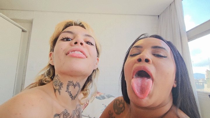TONGUE WITH TONGUE, NAUGHTY AND WET KISS - BY LUANA LIMA AND KYRA SEX - PART 1