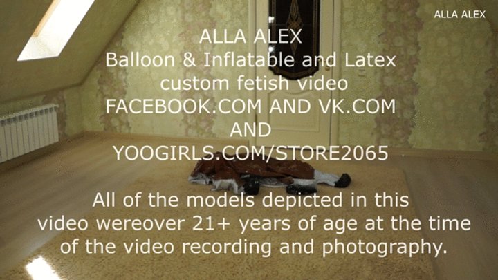 Alla inflates a large inflatable horse with a hand pump
