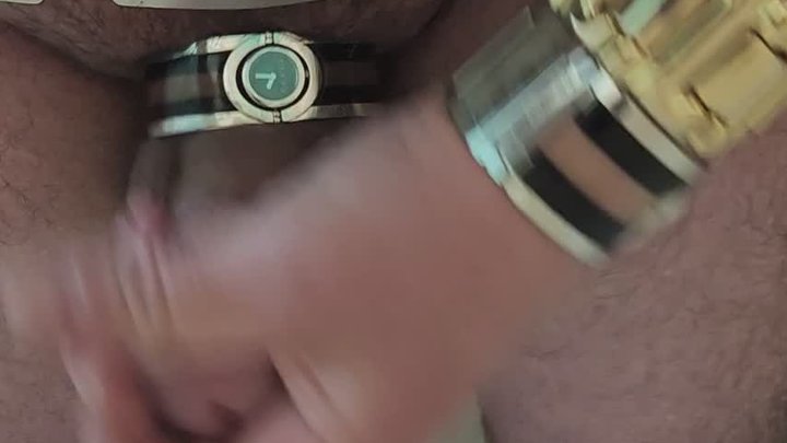 Another quick jerk off and cum with two gucci twirl wristwatches