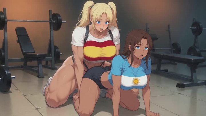 Muscular Spanish Gym Bodybuilder Strapon Fucks Hot Argentine Girl in Tight T-Shi