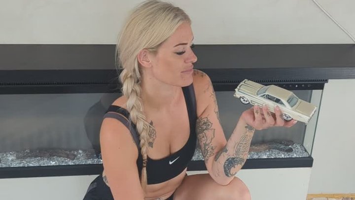 Giantess goddess Charlie Caroline Crushes a 1965 Ford Galaxie in big stripper he