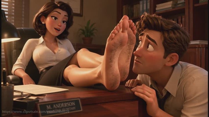 Office Femdom He Has to Lick Her Feet to Keep His Job