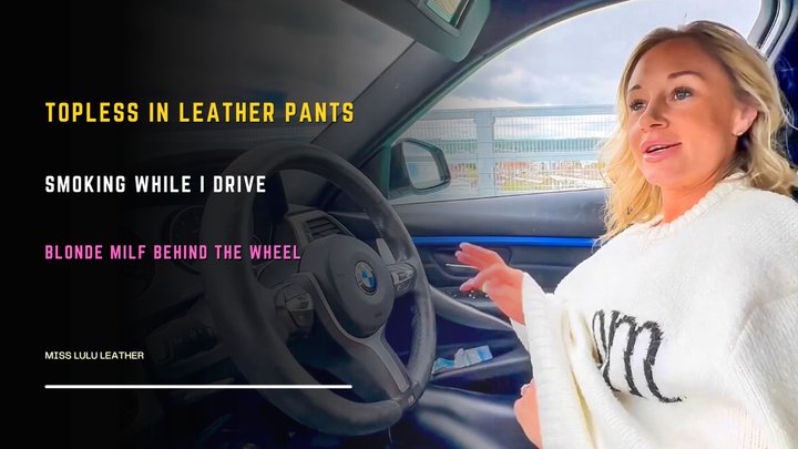 Topless in My BMW – I Pull Off My Jumper at the Wheel to Reveal No Bra While Smo