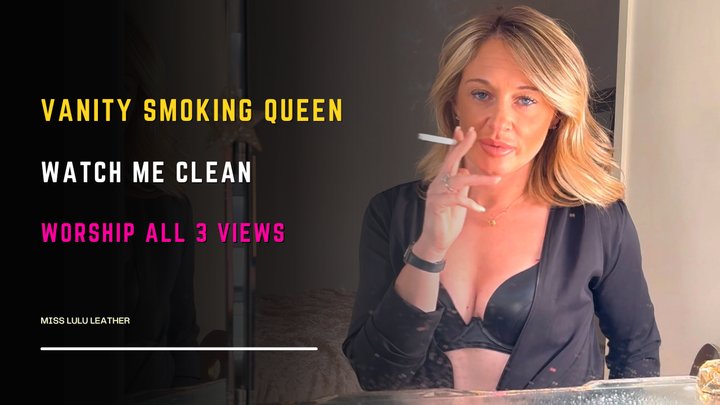 Smoking 100s While Cleaning My Mirrored Dressing Table – Plunge Bodysuit & Leath