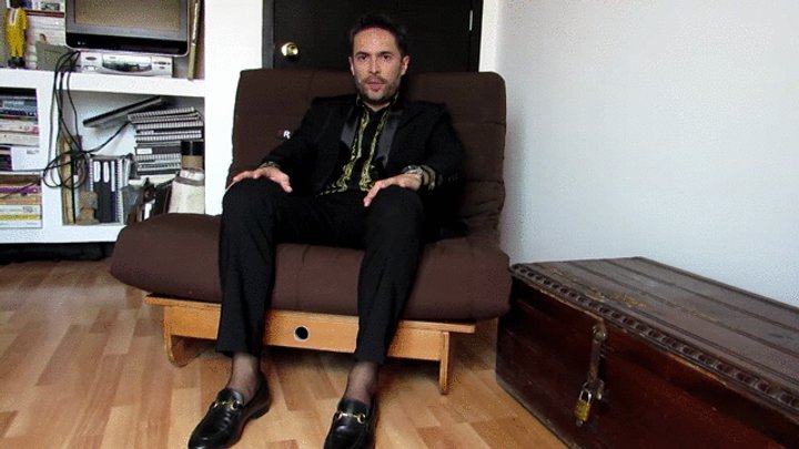 Gio's black loafers and black ultrasheers