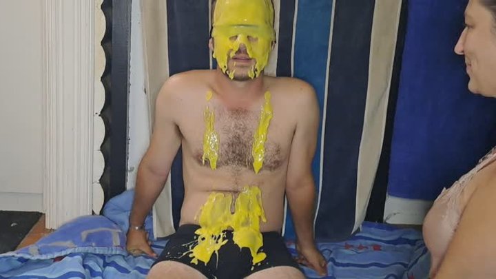Custard play and jerk off