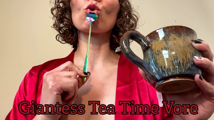MILF Giantess Devours Tiny Tea Time Snack