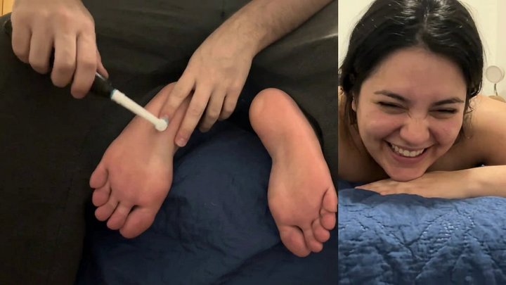 Foot Tickling on Argentine Girlfriend Face Down - Shoe Removal, Oil and Electric