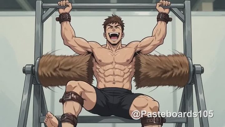 Strapped To The Frame - Brush Cylinders On Bare Armpits (Anime Bara, 13 Scenes)