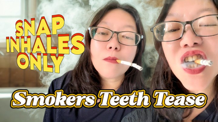 Smoking Asian MILF: Snap Inhales Only + Smokers Teeth Tease