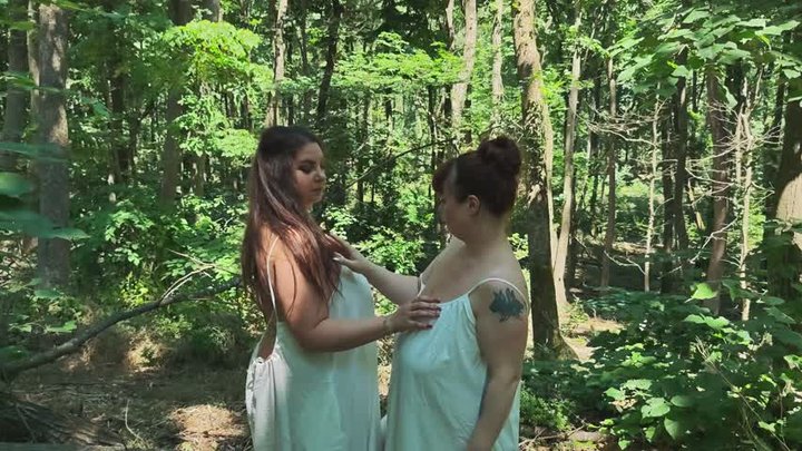Lesbian Forest Tit Licking - Forest Tease KlaraHope and RoxanneMiller builds ten