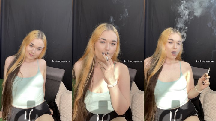 Tight top with no bra, Marlboro reds, black background - smokingrapunzel - smoki
