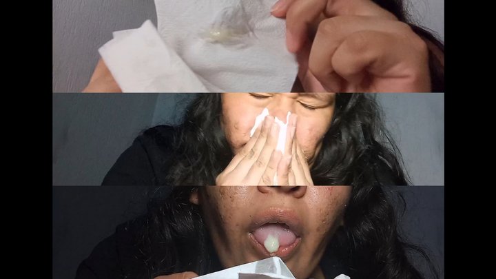Sick Brunette – Phlegm, Nose Blowing, Runny Nose, Coughing and Mucus