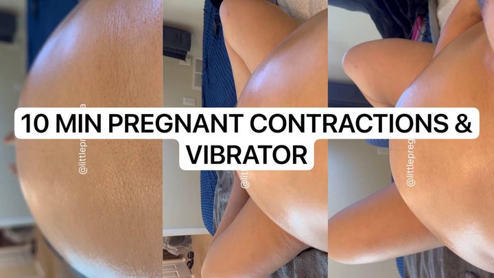 10 Min Pregnant Contractions & Vibrator | Belly View POV | Dirty Talk Creampie F