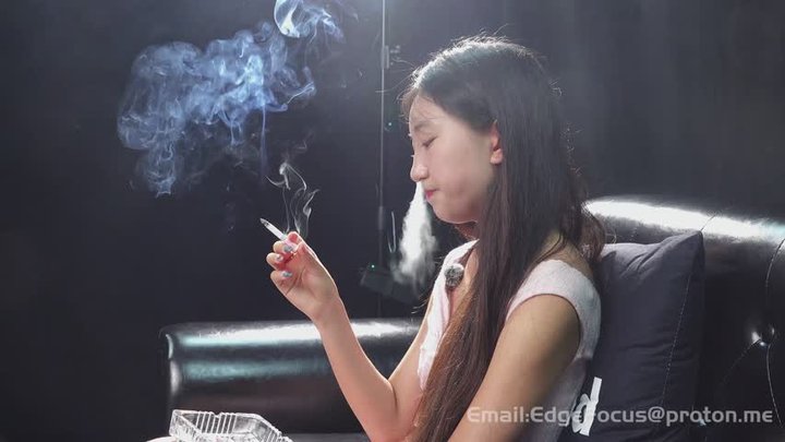Elegant Asian Beauty Answers Intimate Smoking Q&A While Inhaling Deeply — NA1 HD