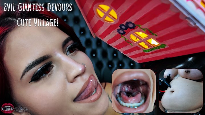 Evil Giantess Devours Cute Village: 3rd & First Person Cosplay Giantess Voring, 