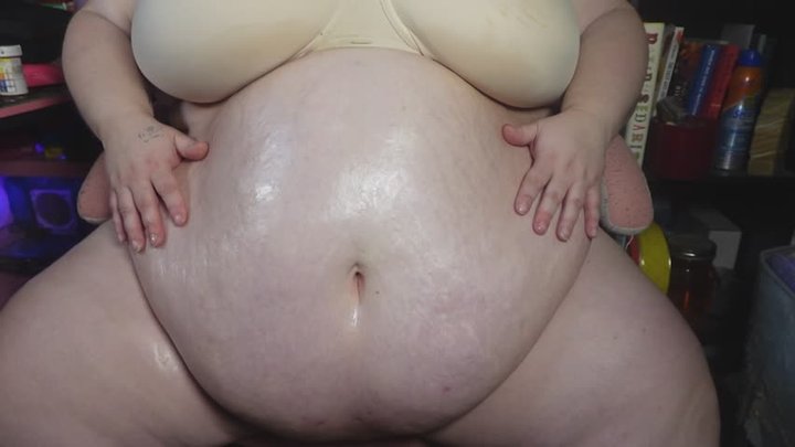 Oiled Belly Button Play with Intense Heavy Breathing