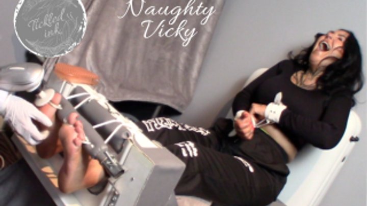 Naughty Vicky: Toetied in Stocks