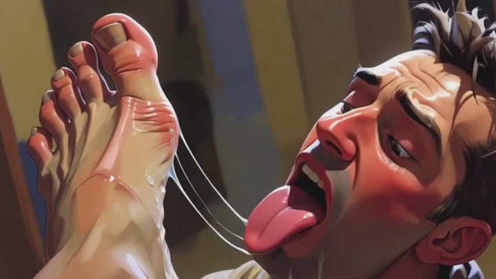 Submissive Man Licking Big Feet - Intense Humiliation