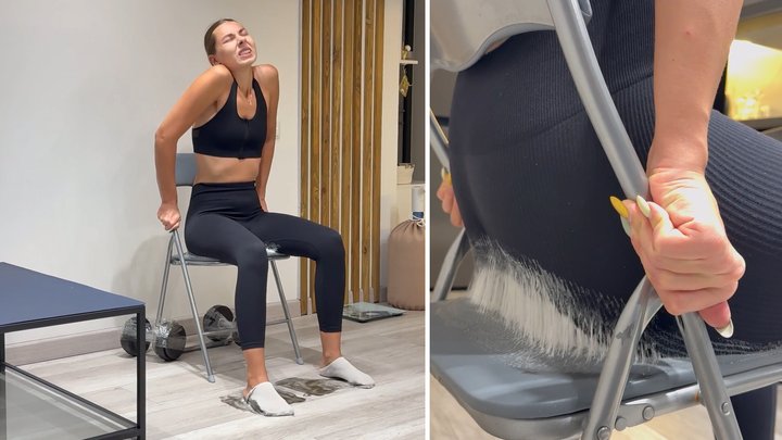 Nastya comes home from the gym and is glued to the chair