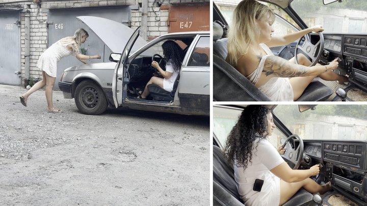 Anastasia and Rita in a trouble with Opel Rekord