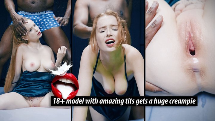 18+ model with amazing tits gets a huge creampie