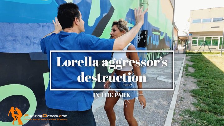 Lorella aggressor's destruction in the park