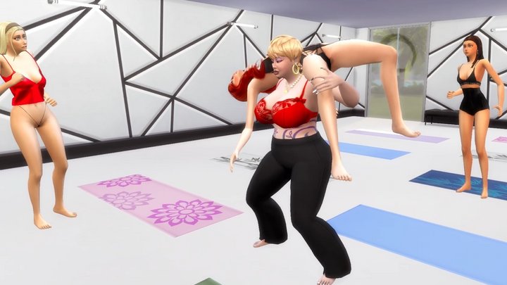 BBW vs 3 Skinny Girls: Weight Always Wins