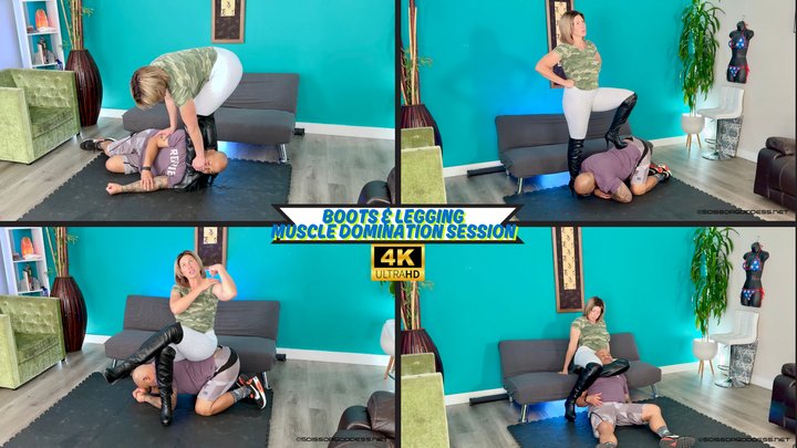 Boots and Leggings Muscle Domination Session - Amazon Goddess Rapture Gives Her 