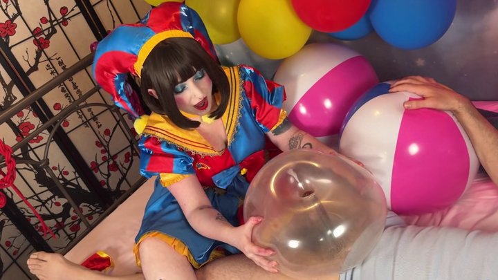 Pomni Gives Geo Donut Balloon Job With Pop Orgasm Denial - Balloon Fetish - Geo 