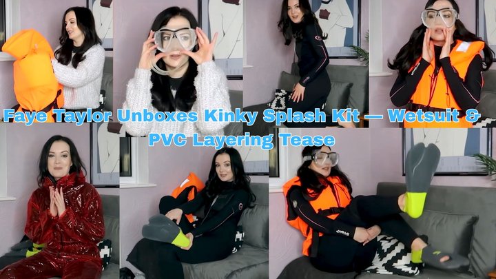 Faye Taylor Unboxes Kinky Splash Kit — Wetsuit & PVC Layering Tease - MOV