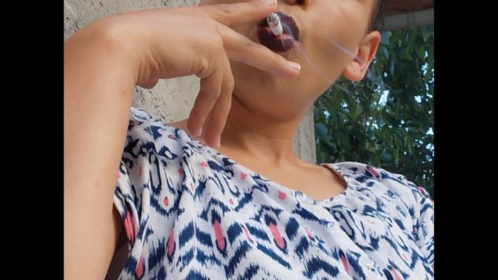 Matchstick Lighting & Brown Lipstick – Showing the Cigarette Filter