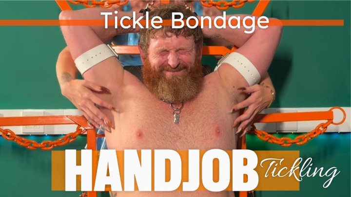 bondage tickling handjob from Dominant girlfriend whilst tied to a chair.