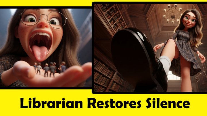 [STORY] Giantess Librarian Restores Silence – Crushing Mary Jane Trample, Soles 