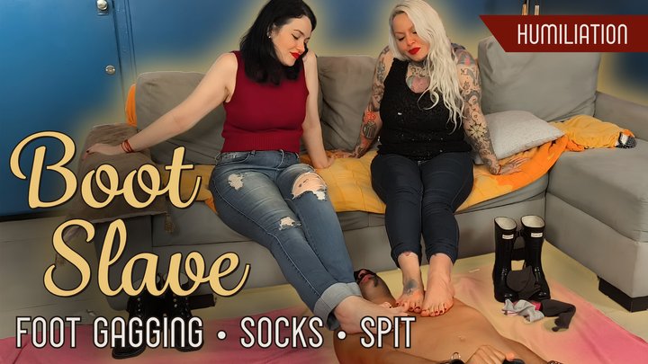 Louise and Madame Fermans Overwhelm Their Foot Slave With Strong Boot Sweat and 
