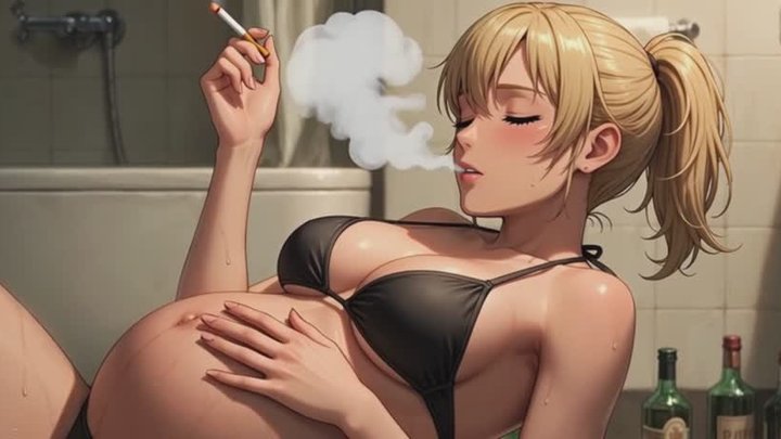 Broken Pregnant Smoker in Toilet - Humiliating State