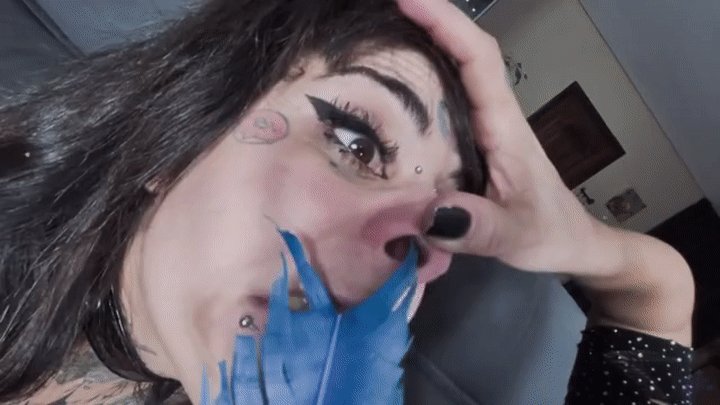 Alien woman penetrates, twists, and fucks the big-nosed human nymphet's nose. By