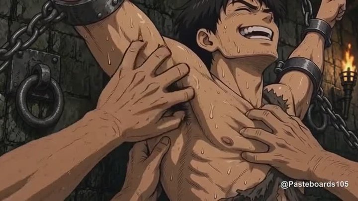 Dungeon Interrogation - Chained Muscle Jocks Tickled Into Talking (Anime Bara, 2