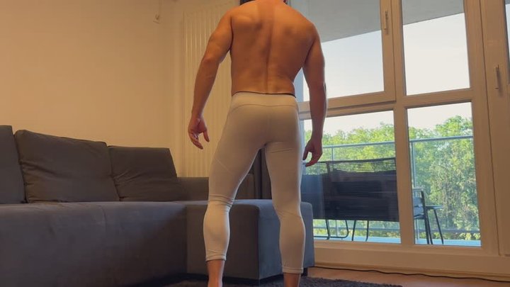 POV: Stretching session in leggings turns into full domination and cum shower