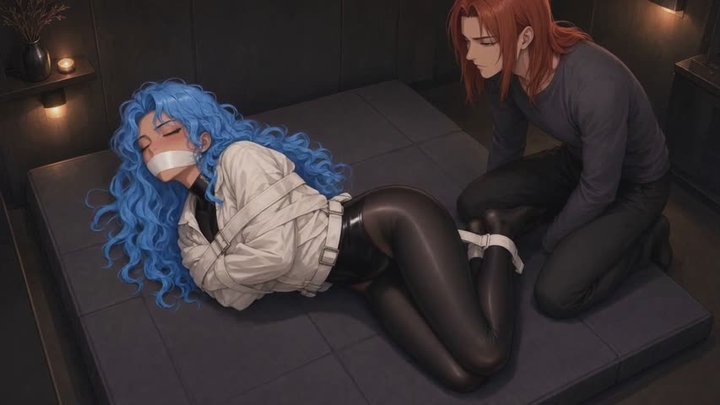 Straitjacket Stories #25B: Neon Blue Timeout in Canvas and Tape (Animated)