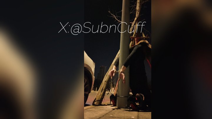 SubnCuff_OutdoorBothHandsFeetBackCuffedToPole0816