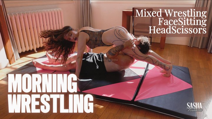 Morning Scissors Wrestling : Headscissors, Body Scissors & Facesitting Smother b