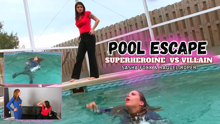 Superheroine vs. Villain: Sasha Foxxx’s Pool Escape from Raquel Roper 4K