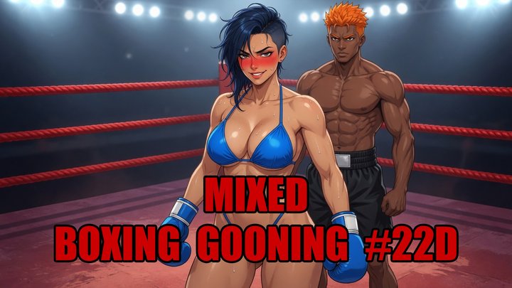 Mixed Boxing Gooning #22D: Man-Beating Domme Owns Your Mind (Animated, Music, Te