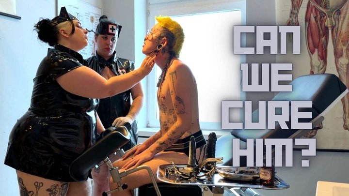 Throat & Boy Pussy Examination: Nurses Kinx & C's Brutal Dildo Training Cures Pa