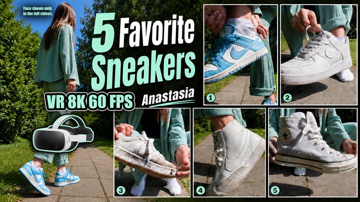 VR 3D 8K 180 60 fps | Anastasia’s 5 Favorite Sneakers – Worn Classics, Close-Up 