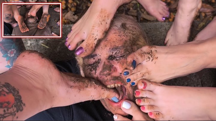 Six Dommes and a couple of pig slave HD