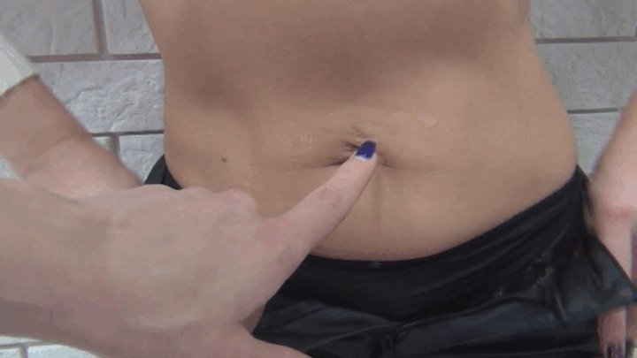 M POV style and plays with belly button B