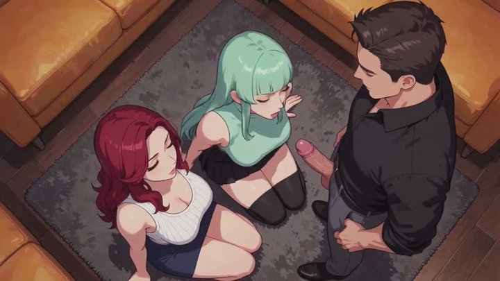 Blow Jobs Stories #11B: Shared Throat Devotion and Cascading Release (Animated)